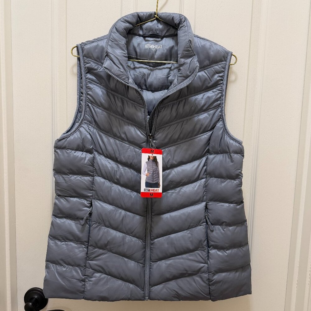 32 Degrees Heat Women's Packable Vest Size M Blue Zip-up Lightweight Warm (NEW - Picture 5 of 15